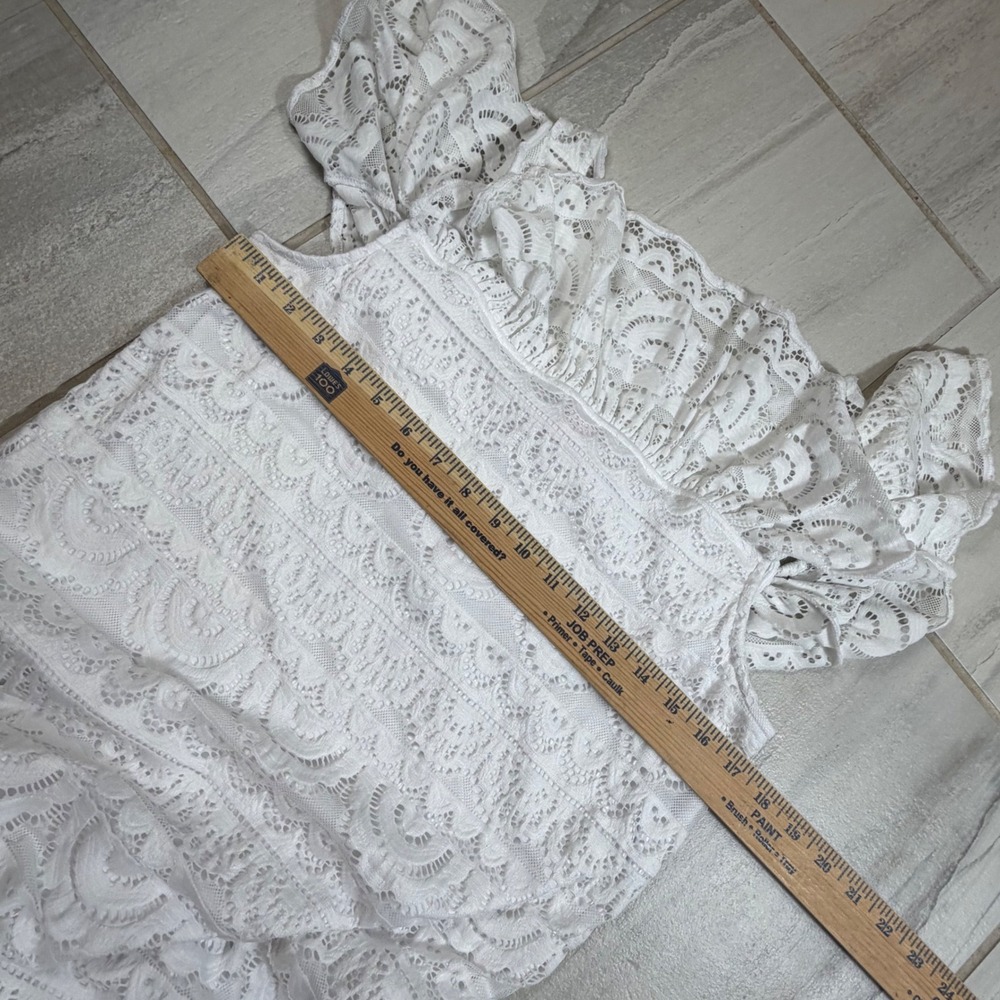 Lilly Pulitzer Womens White Lace Cold Shoulder Ruffle Tiered Mini Dress Medium - Picture 3 of 7